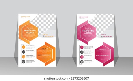 Plantilla De Diseño De Volante Corporativo En A4. Abstrucción del conjunto de vectores de diseño de formas únicas. Puede Adaptarse A Folleto, Informe Anual, Revista, Cartel, Cartel, Tapa, Fácil De Usar Y Editar.