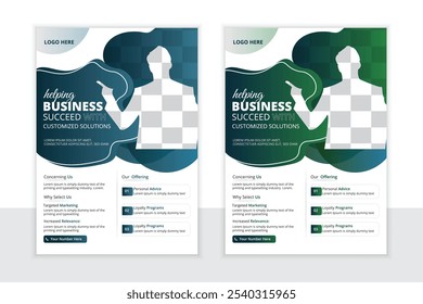 Modelo de design de panfleto corporativo em A4. Pode adaptar-se ao folheto, relatório anual, revista, cartaz, apresentação de negócios, portfólio