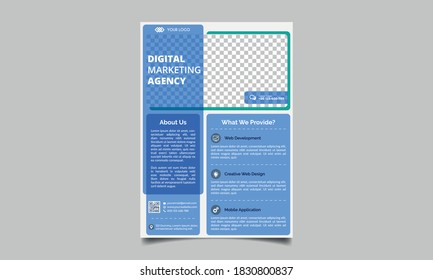 Plantilla de diseño de volante corporativo para marketing digital azul