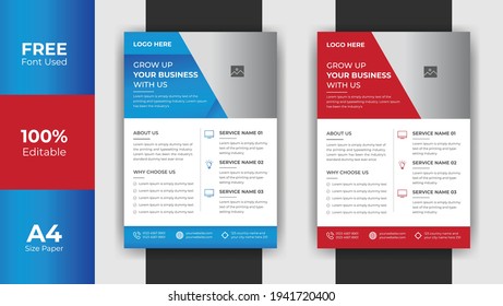 Corporate Flyer Design Template Red And Blue