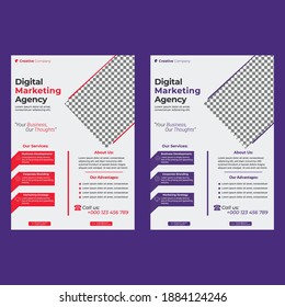 Conjunto de plantillas de diseño de volante corporativo. Diseño de plantilla de diseño de volante de agencia de marketing digital. Volante de limpieza de vectores, folleto, plantilla de diseño de afiches