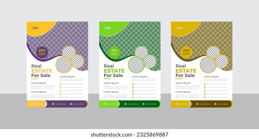 Corporate flyer design template whit 3 colors