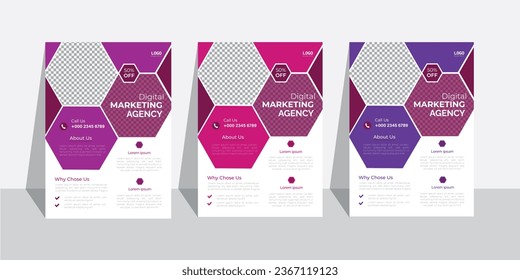 Corporate flyer design template whit 3colors design vector