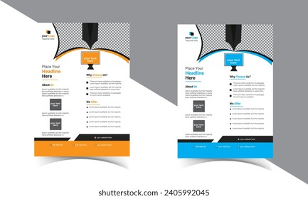 Diseño de volante corporativo, diseño vectorial, plantilla. 