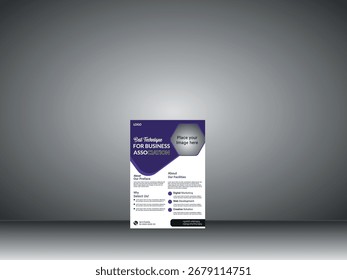 corporate flyer design . violate background flyer design Business Report Cover Template –  Blue and White Round Rectangle Geometric Layout (A4)