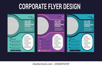 Corporate flyer desisn, different colors a4 flyer template, modern business flyer template, abstract business flyer and creative design