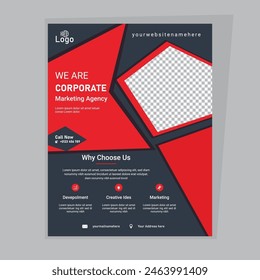 Corporate Flyer leaflet book cover prestation layout cover marketing design with red and dark blue color