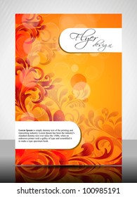 Corporate Flyer, Poster or Cover design with colorful a floral design in bright colors and space for your text. EPS10, Vector Illustration.