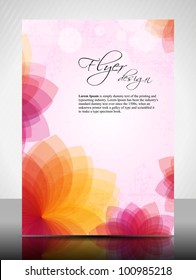 Corporate flyer, poster or cover design with colorful floral design in bright colors and space for your text. EPS10, Vector Illustration.