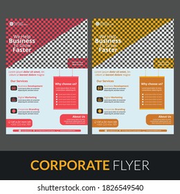 Corporate flyer, poster, leaflet set design template. Clean, editable template layout design. Vector template flyer pack