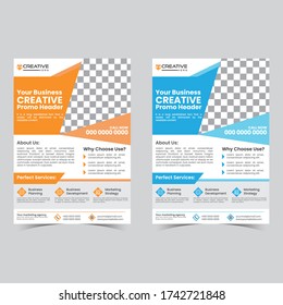 Corporate Flyer Poster Template Design. Modern Geometry Layout Business Abstract A4 Templates with Colorful Shapes Background, Professional Promotion Print Publishing Vector Bundle.