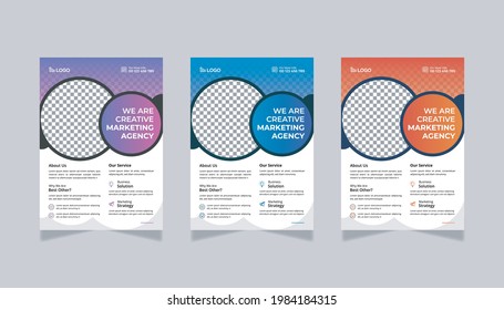Plantilla de viajero corporativo, Volante de vectores A4, 3 colores