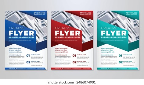 corporate flyer template design in A4 editable layout for business cover and company brochure