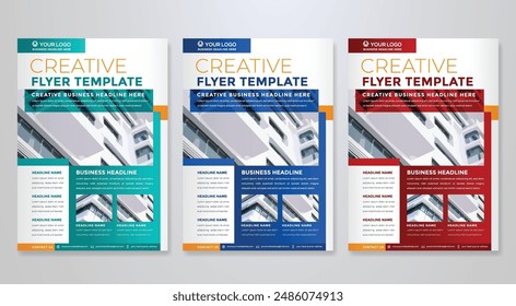 corporate flyer template design in A4 editable layout for business cover and company brochure