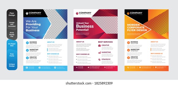 Corporate Flyer Template Design Brochure, Annual Report, Magazine, Poster, Corporate, Flyer, layout modern size A4 Template, Easy to use, and edit