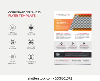 corporate flyer template design, brochure cover design, annual report cover page. deep yellow gradient, an image can be used, eye catchy professional looking template, a4 size vector eps 10 version.