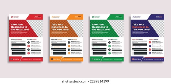 Corporate Flyer Template Design, Four Color variation 