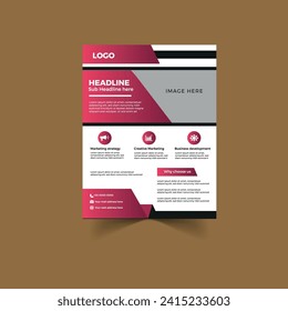 Corporate flyer template design red color