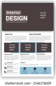 Corporate flyer template for interior design. Business flyer template