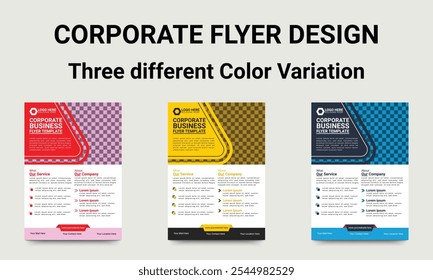 Corporate Flyer Vorlage drei verschiedene Farbvarianten