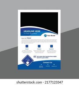 Corporate Flyer with wavy blue element