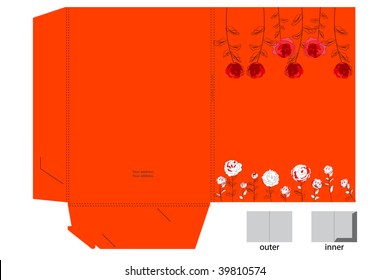 Corporate folder with die cut. (Flowers rose)