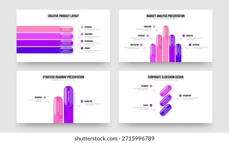 Corporate Forecast 4 5 2 3 Option Diagram Presentation Layout Bundle. Service Proposal Four Five Two Three Element Infographic Frame Design Vector Illustration Collection.