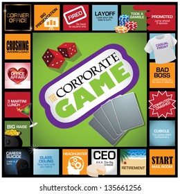 Corporate Game Infographic. With humorous milestones along the career path. EPS 8 vector, grouped for easy editing. No open shapes or paths.