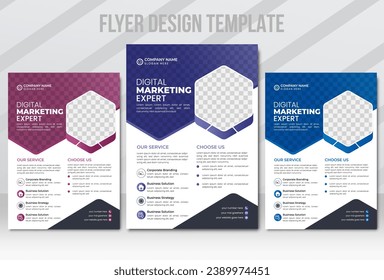 corporate geometric business flyer template design, modern business marketing leaflet layout,creative digital marketing agency brochure, advertise, publication, company promotion a4 cover design