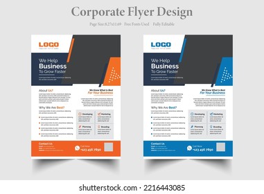 Corporate geometric Flyer design vector set. Minimal brochure layout and modern report business flyers poster template.