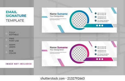 Corporate Geometric Minimalist Flat Email signature template design collection or  email footer and personal social media cover