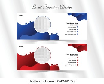 Corporate and geometric shape with white background. Business email signature template design.