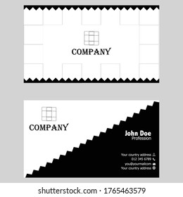 Corporate Geometrie zag Business Card Design | Schwarz-Weiß-Standardkarte | Vektorgrafik