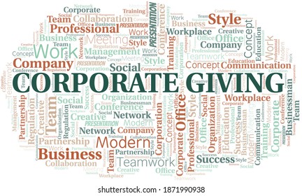Corporate Giving vector word cloud, made with text only.