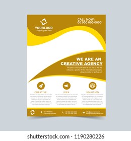 Corporate gold flyer design template. Vector illustration.