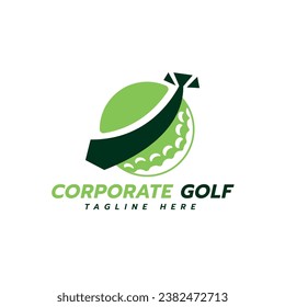 Corporate Golf creative logo mark design with concept of golf ball and suits tie professional uses