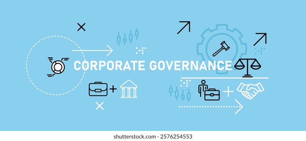 Corporate Governance concept highlighting business regulation executive management corporate policy and legal compliance for employee relations and data privacy