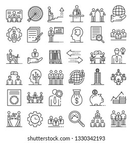 Corporate Governance Icons Set. Outline Set Of Corporate Governance Vector Icons For Web Design Isolated On White Background