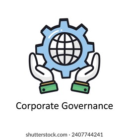 Corporate Governance Vektor füllte Umriss-Design-Illustration. Symbol auf weißem Hintergrund EPS10-Datei 