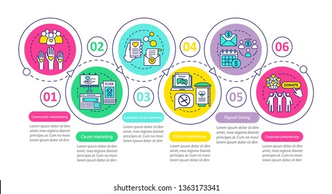 Corporate governance vector infographic template. CSR. Business presentation design elements. Data visualization with steps and options. Process timeline chart. Workflow layout with linear icons