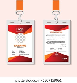 Corporate Gradient Red Employee ID card Template 