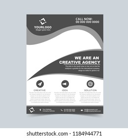Corporate gray flyer design template. Vector illustration.