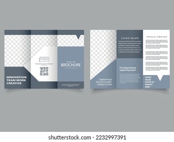 Folleto de la triplicidad gris corporativa. Diseño de plantillas de folletos para folletos triples para empresas. diseño empresarial. Plantilla de vectores. Folleto publicitario.