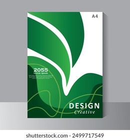 Plantilla Corporativa de diseño de portada de libro verde en A4. Se puede adaptar a folleto, folleto, informe anual, revista, cartel, presentación comercial