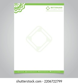 Corporate Green business letterhead, flyer, brochure, official business letterhead, marketing agency, minimal, a4 size template-Vector