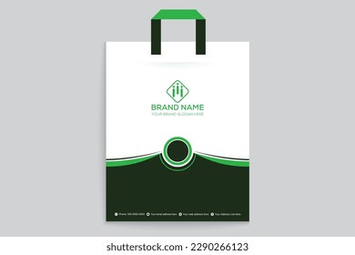 Corporate  green color shopping bag design