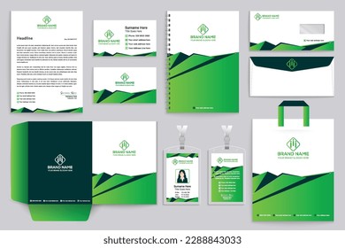 Corporate  green color stationery design