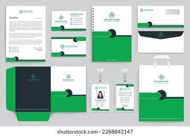 Corporate  green color stationery design