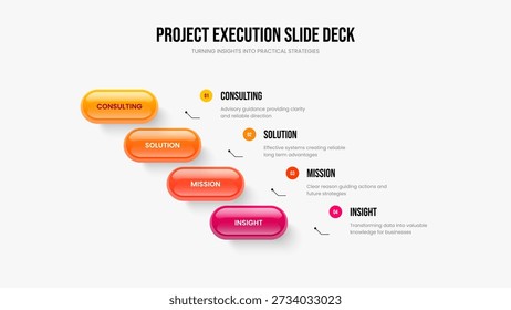 Ilustração vetorial de layout de apresentação de slides de crescimento corporativo. Design de slides de diagrama de 4 passos do portfólio de negócios. Modelo de Apresentação Infográfica de Quatro Opções de Lançamento Criativo.