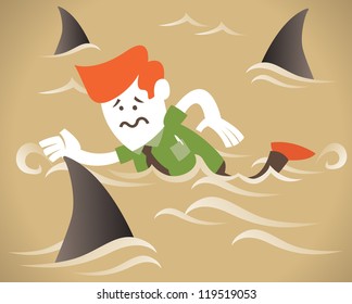 Corporate Guy swims with the sharks